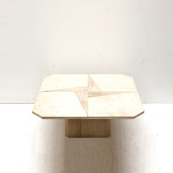 Image 1 of Vintage square travertine coffee table made in the 1980s