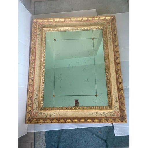 Late 20Th Century Venetian Mirror In Solid Linden Wood, Hand-Decorated