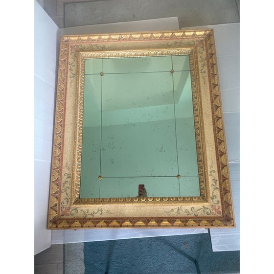 Image 1 of Late 20Th Century Venetian Mirror In Solid Linden Wood, Hand-Decorated