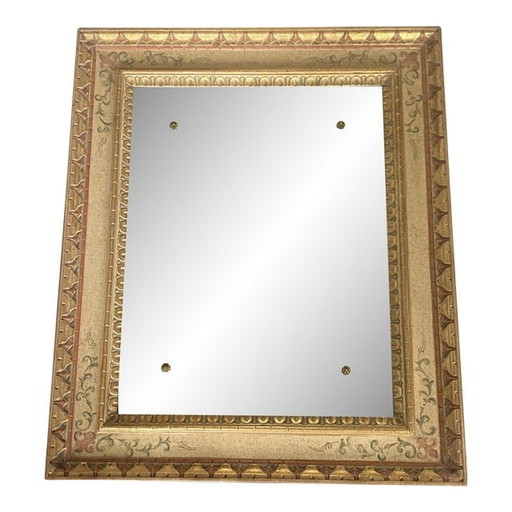 Late 20Th Century Venetian Mirror In Solid Linden Wood, Hand-Decorated