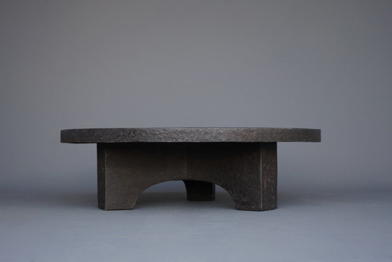 Image 1 of Brutalist Round Resin Coffee Table, 1970S