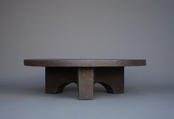 Image 1 of Brutalist round resin coffee table, 1970S