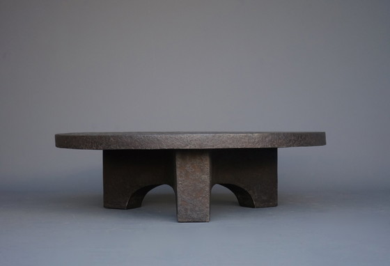 Image 1 of Brutalist Round Resin Coffee Table, 1970S