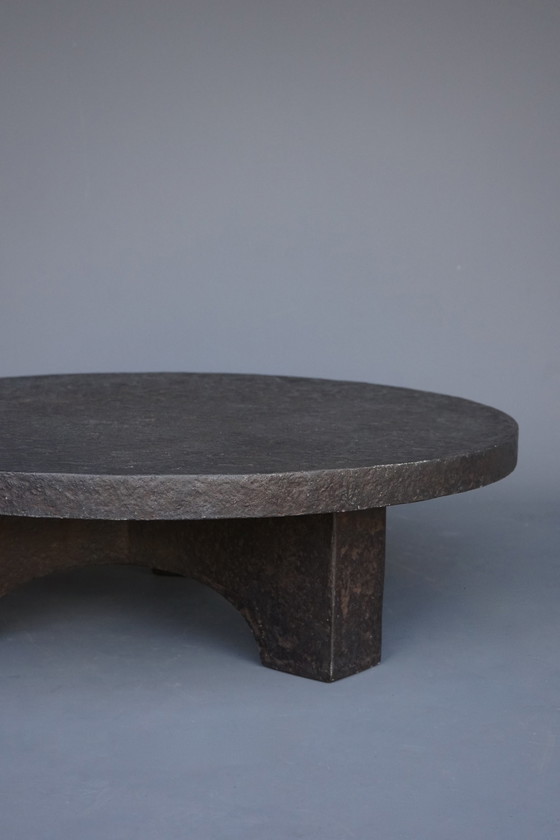 Image 1 of Brutalist Round Resin Coffee Table, 1970S