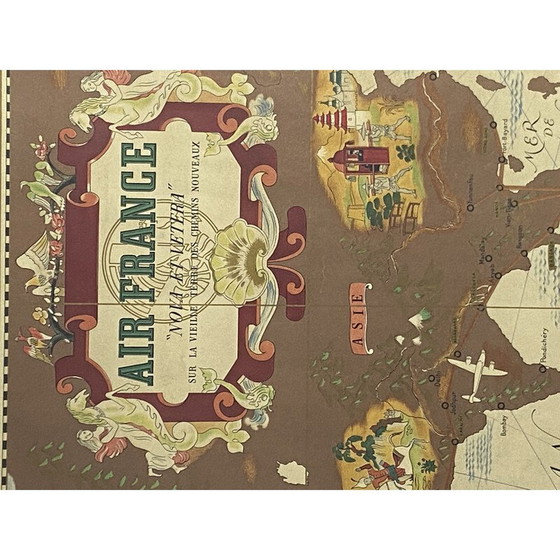 Image 1 of Mappa poster vintage Air France "Nova et Vetera" di Lucien Boucher, Francia 1939