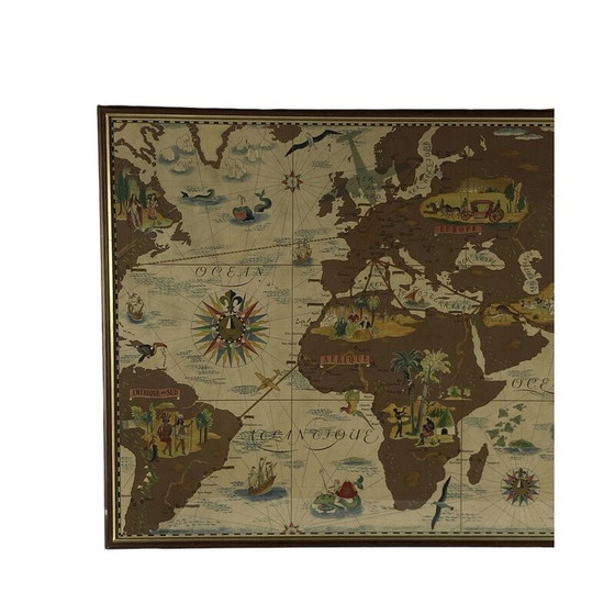 Image 1 of Mappa poster vintage Air France "Nova et Vetera" di Lucien Boucher, Francia 1939