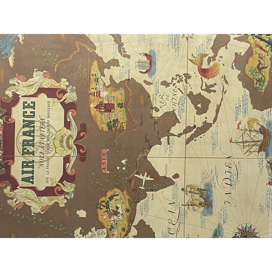 Image 1 of Mappa poster vintage Air France "Nova et Vetera" di Lucien Boucher, Francia 1939