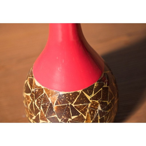 Par de jarrones vintage de terracota con incrustaciones de mosaico, 1970-180