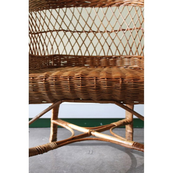 Image 1 of Vintage armchair in woven rattan and wood