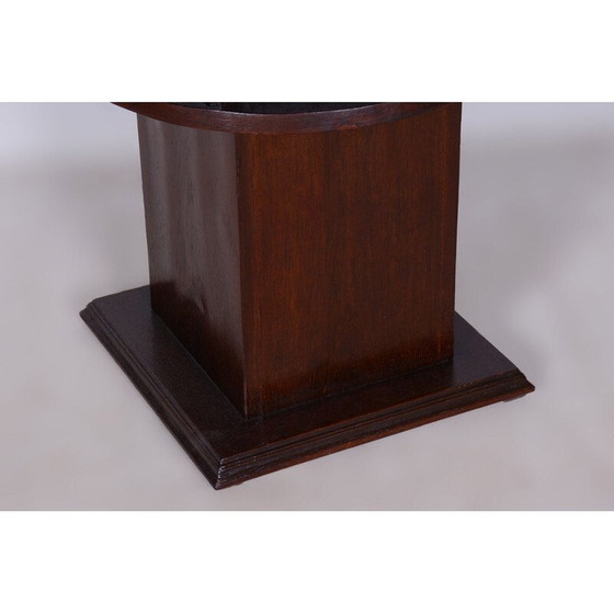 Image 1 of Vintage Art Deco round table in oak veneer, Czechoslovakia 1920