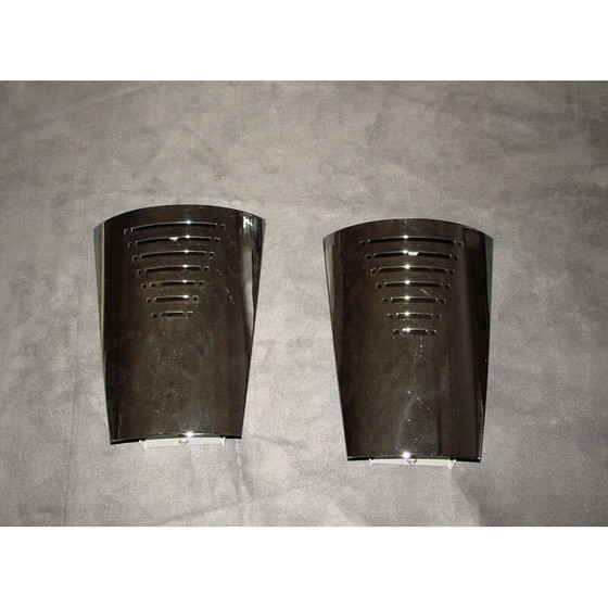 Image 1 of Pair of vintage chrome wall lamps, 1970s
