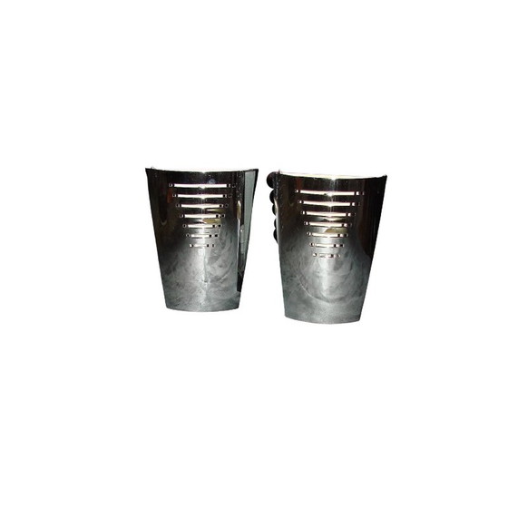 Image 1 of Pair of vintage chrome wall lamps, 1970s