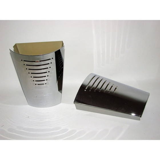 Image 1 of Pair of vintage chrome wall lamps, 1970s