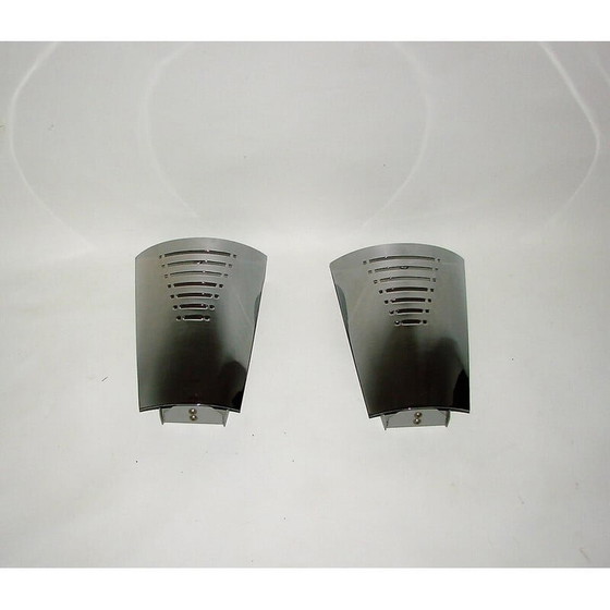 Image 1 of Pair of vintage chrome wall lamps, 1970s