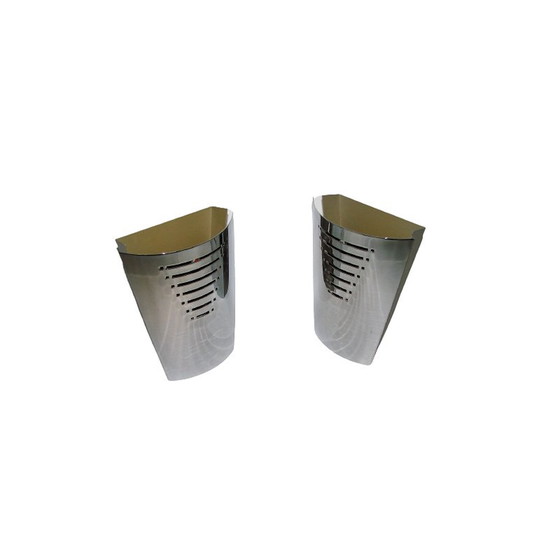 Image 1 of Pair of vintage chrome wall lamps, 1970s
