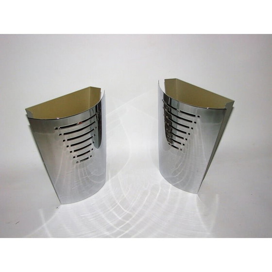 Image 1 of Pair of vintage chrome wall lamps, 1970s