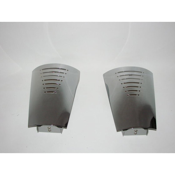 Image 1 of Pair of vintage chrome wall lamps, 1970s