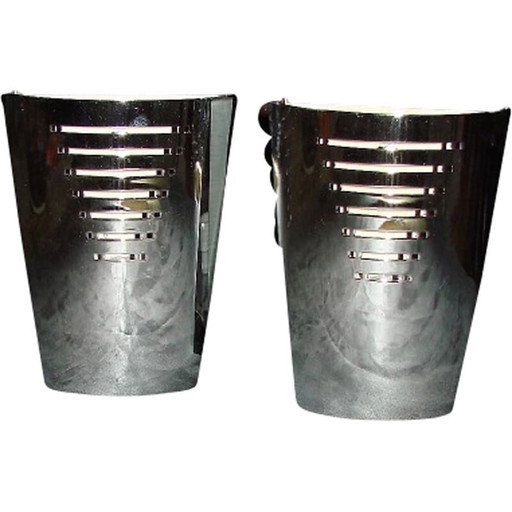 Pair of vintage chrome wall lamps, 1970s