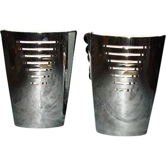 Image 1 of Pair of vintage chrome wall lamps, 1970s