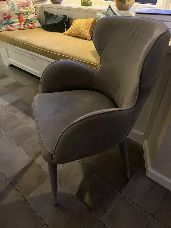 Image 1 of 6X Gray Velvet Dining Chairs