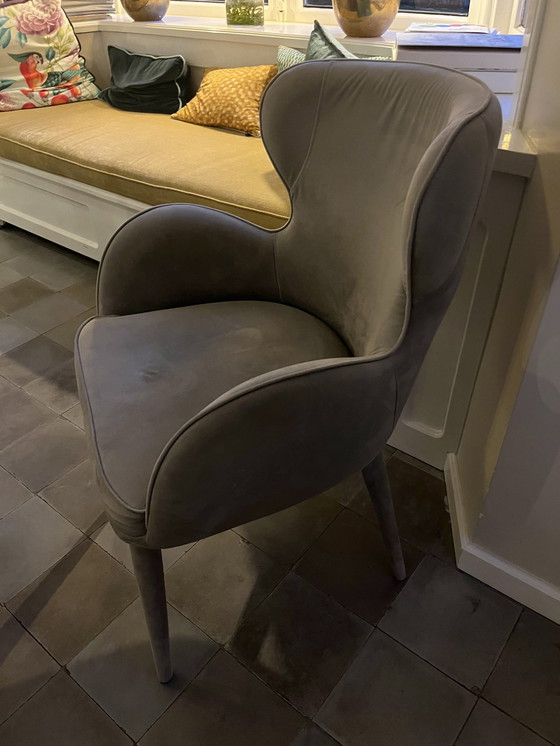 Image 1 of 6X Gray Velvet Dining Chairs