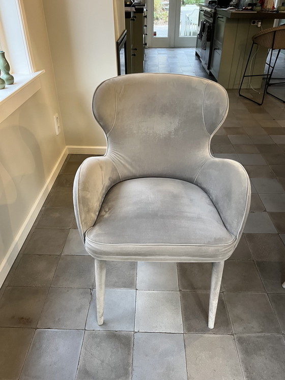 Image 1 of 6X Gray Velvet Dining Chairs