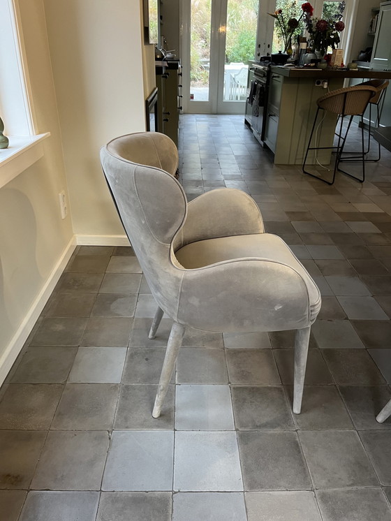 Image 1 of 6X Gray Velvet Dining Chairs