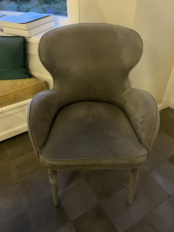 Image 1 of 6X Gray Velvet Dining Chairs