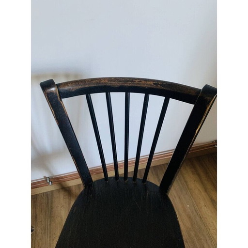 Set of 6 vintage black Baumann N153 chairs, 1950-1960