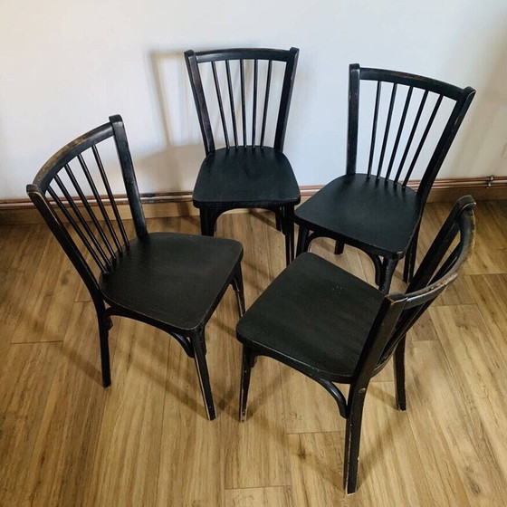 Image 1 of Set of 6 vintage black Baumann N153 chairs, 1950-1960