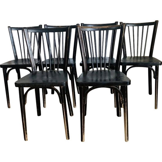 Image 1 of Set of 6 vintage black Baumann N153 chairs, 1950-1960