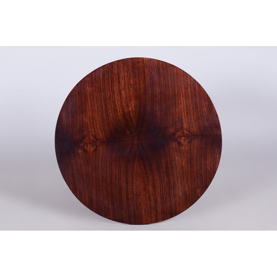 Image 1 of Vintage Art Deco walnut and chrome round table by Jindrich Halabala for Up Zavody, Czech Republic 1930s