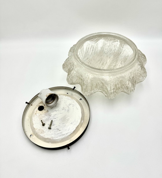 Image 1 of Vintage ceiling Lamp Ice Glass 1970