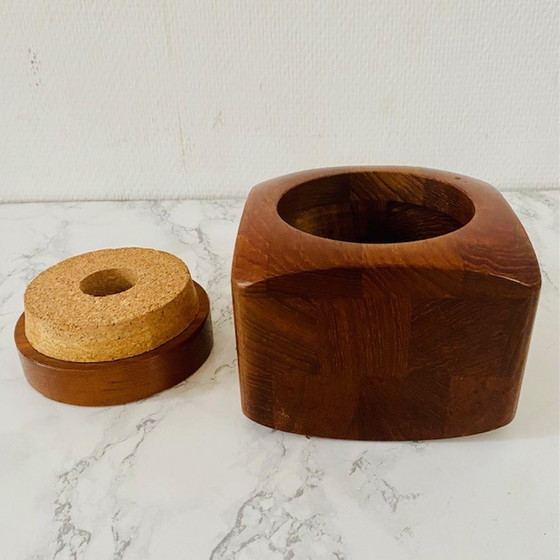 Image 1 of Danish design wooden storage jar teak Danmark