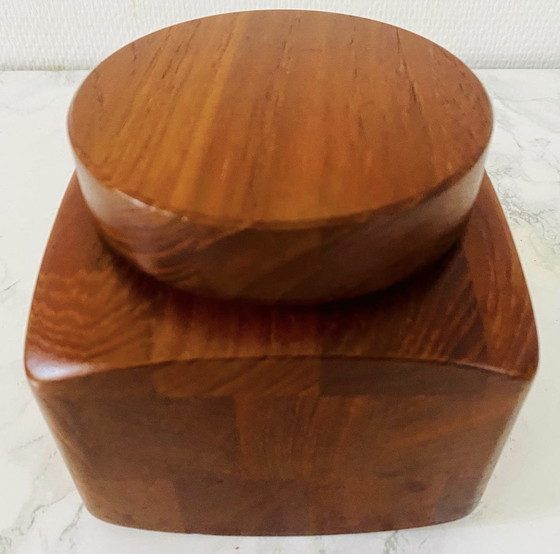 Image 1 of Danish design wooden storage jar teak Danmark