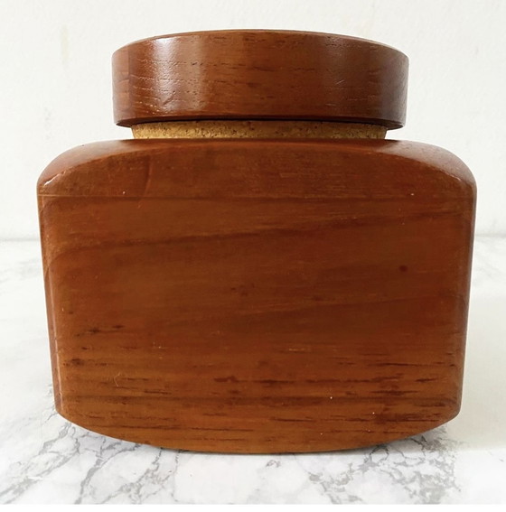 Image 1 of Danish design wooden storage jar teak Danmark