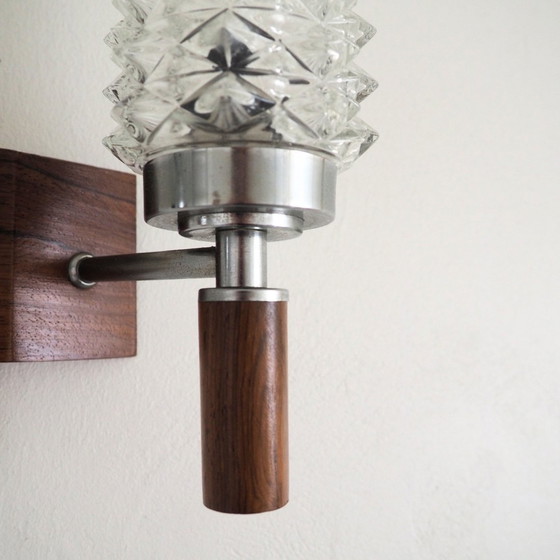 Image 1 of 1960S Danish Mcm Teak Wood Wall Light 