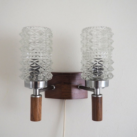 Image 1 of 1960S Danish Mcm Teak Wood Wall Light 