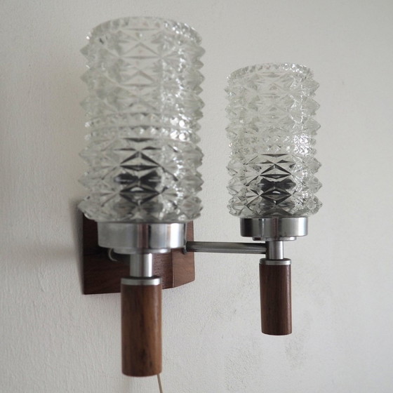 Image 1 of 1960S Danish Mcm Teak Wood Wall Light 