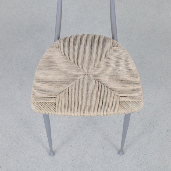 Image 1 of 4X Dining Chairs Metal Wood Wicker