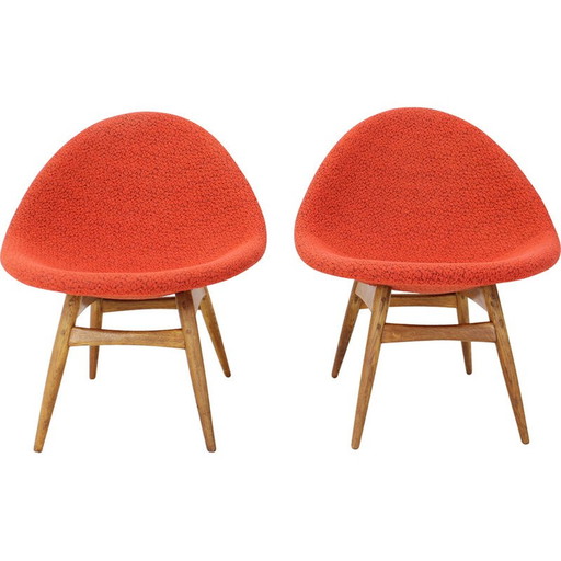 Vintage wood and fabric armchair by Miroslav Navratil, Czechoslovakia 1960s