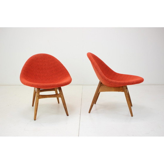 Image 1 of Poltrona vintage in legno e tessuto di Miroslav Navratil, Cecoslovacchia, anni '60