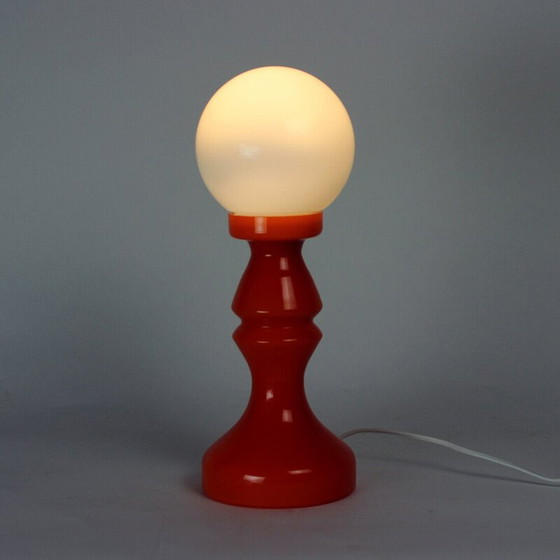 Image 1 of Vintage orange glass table lamp by Vitropol, Poland 1960s