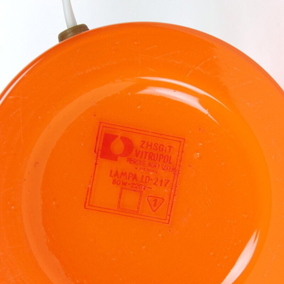 Image 1 of Vintage orange glass table lamp by Vitropol, Poland 1960s