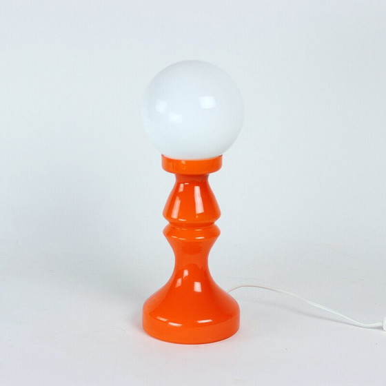 Image 1 of Vintage orange glass table lamp by Vitropol, Poland 1960s