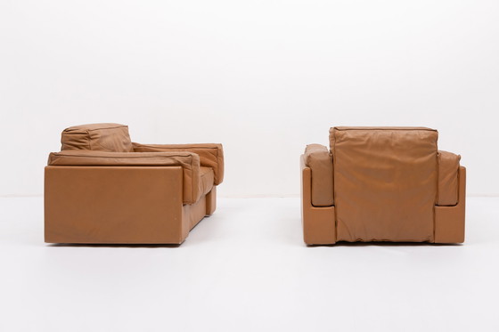 Image 1 of Italian Modern cognac leather club armchairs