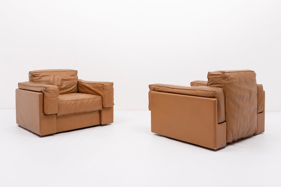 Image 1 of Italian Modern cognac leather club armchairs