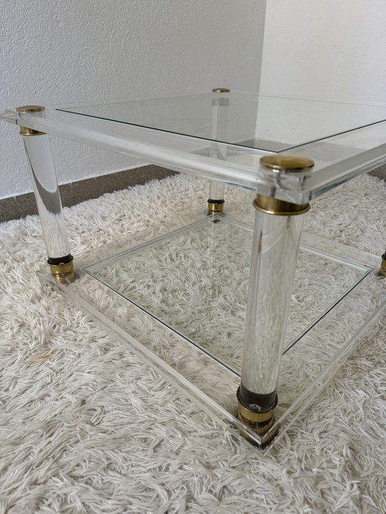 Image 1 of Brass Plexiglas Coffee Table 70s