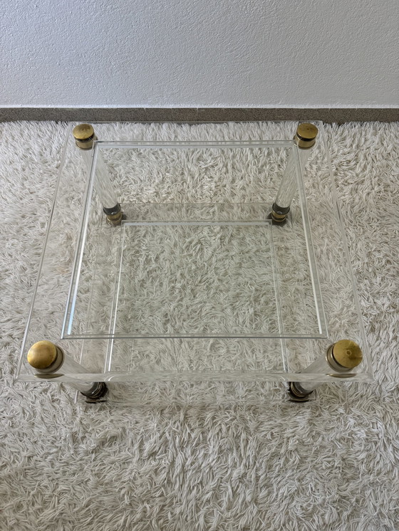 Image 1 of Brass Plexiglas Coffee Table 70s