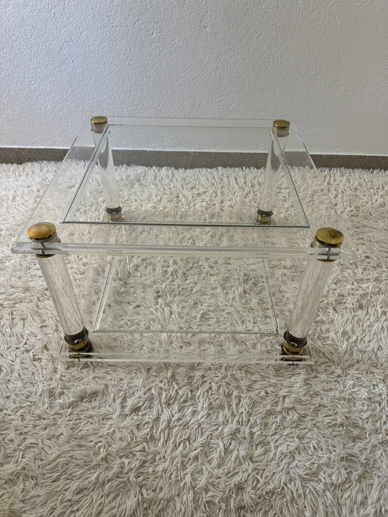 Image 1 of Brass Plexiglas Coffee Table 70s